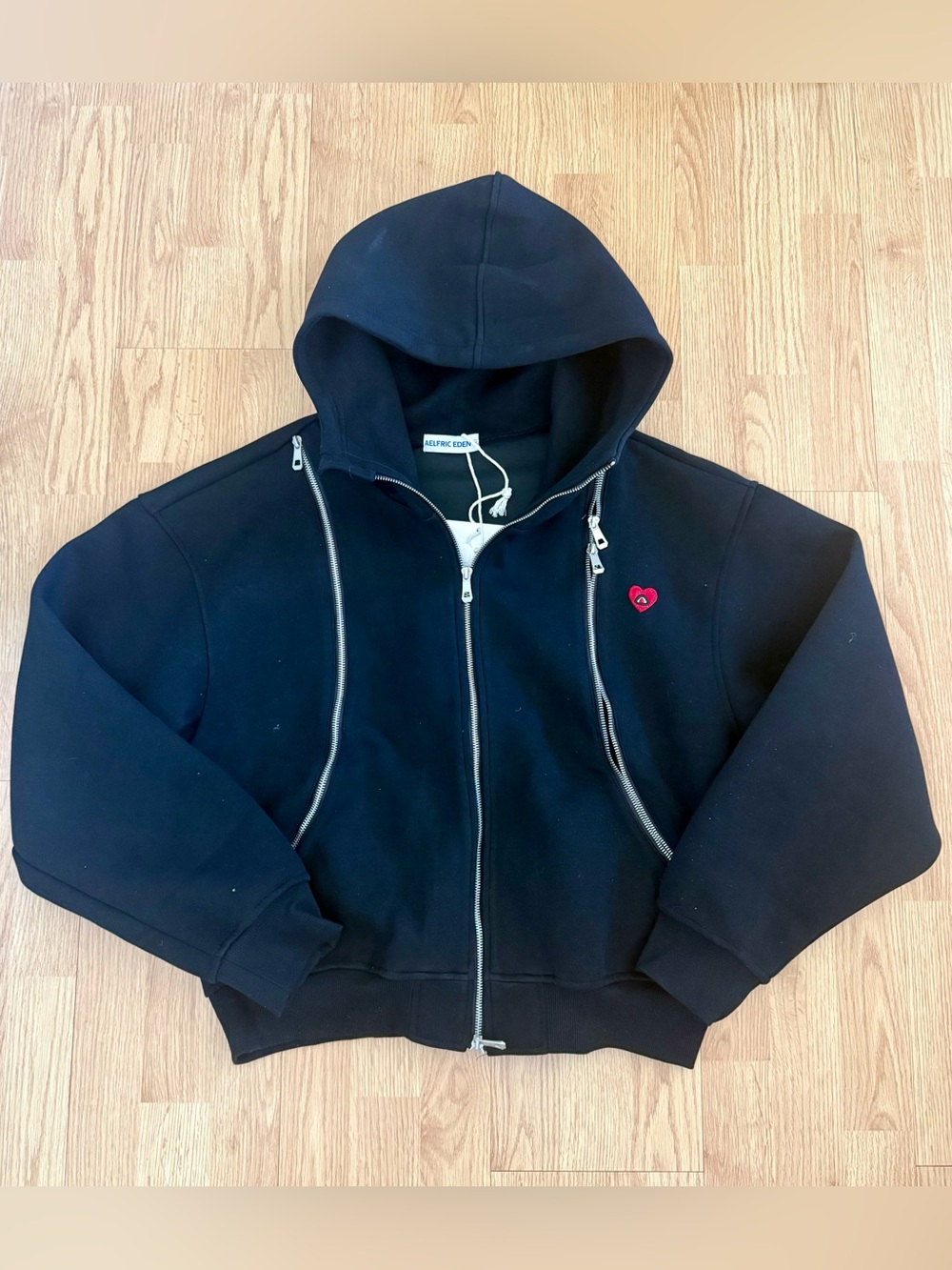 Aelfric Eden Black Multi Zip-Up Hoodie